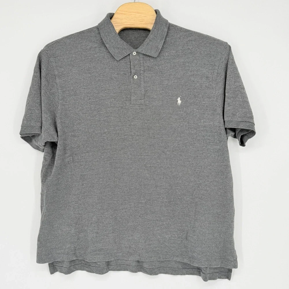 Polo Ralph Lauren Polo Shirt Mens 3XB Grey Big & Tall Pique Cotton Classic Pony